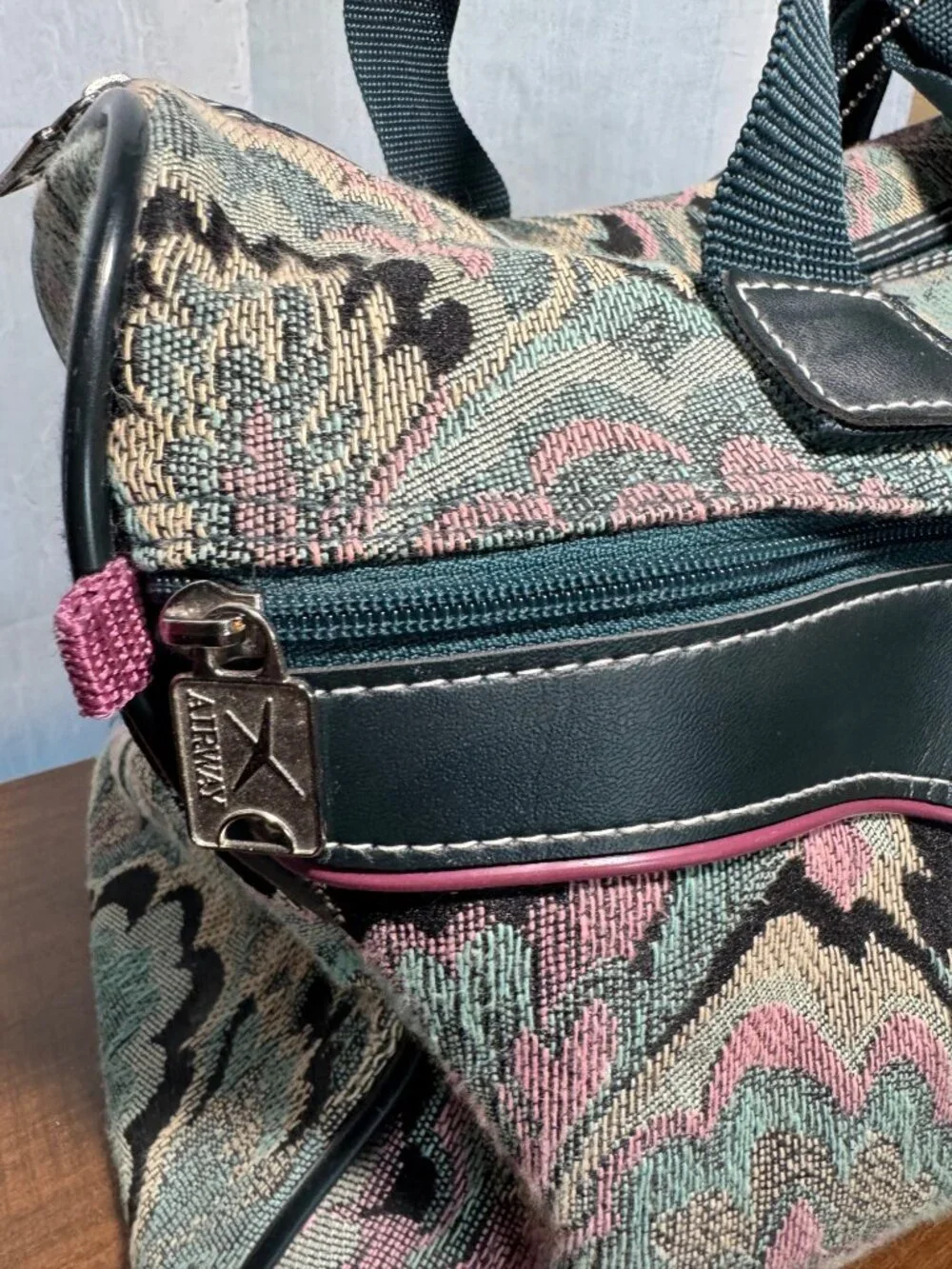 Vintage Airway Floral Tapestry Carry-On Bag – 80s/90s Weekender Travel Satchel